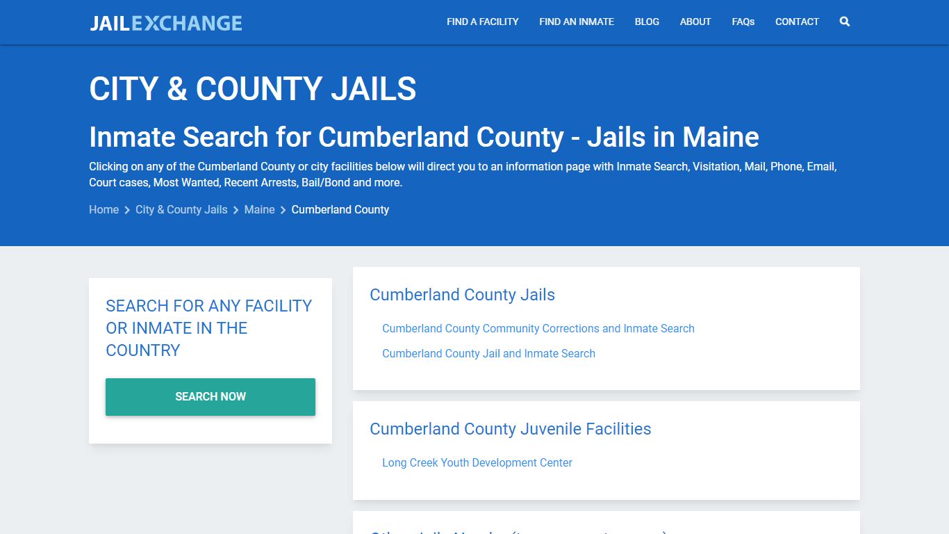 Inmate Search for Cumberland County | Jails in Maine - Jail Exchange